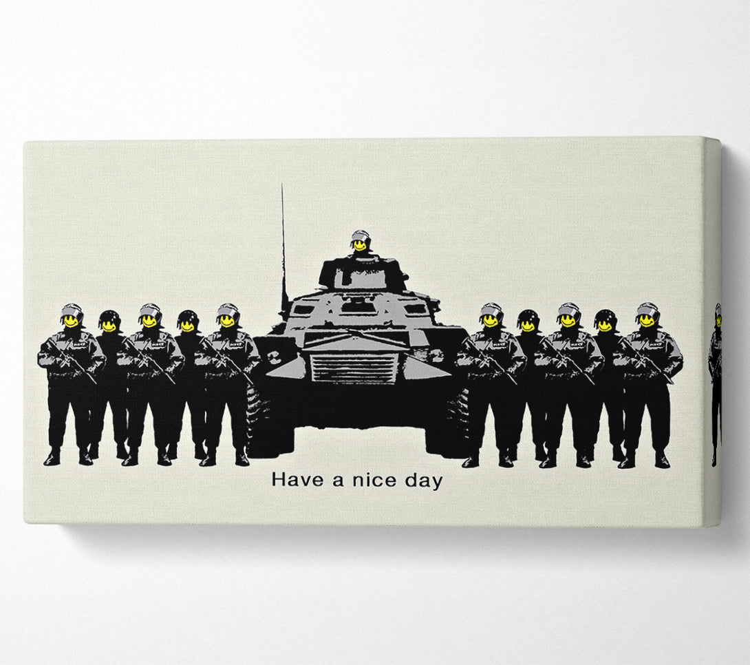  A Canvas Print of Banksy Have A Nice Day Grey Canvas Art
