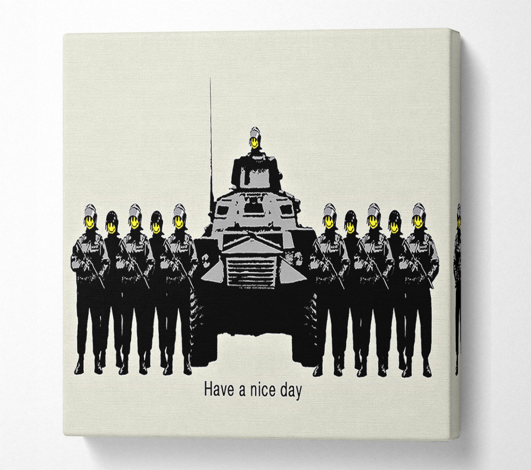  A Canvas Print of Banksy Have A Nice Day Grey Canvas Art