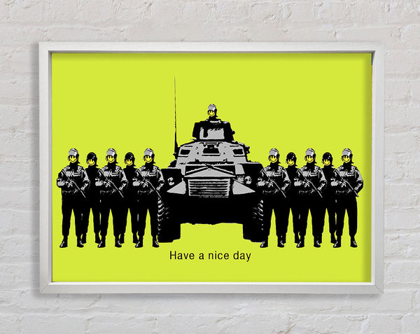 Banksy Have A Nice Day Lime Framed Print