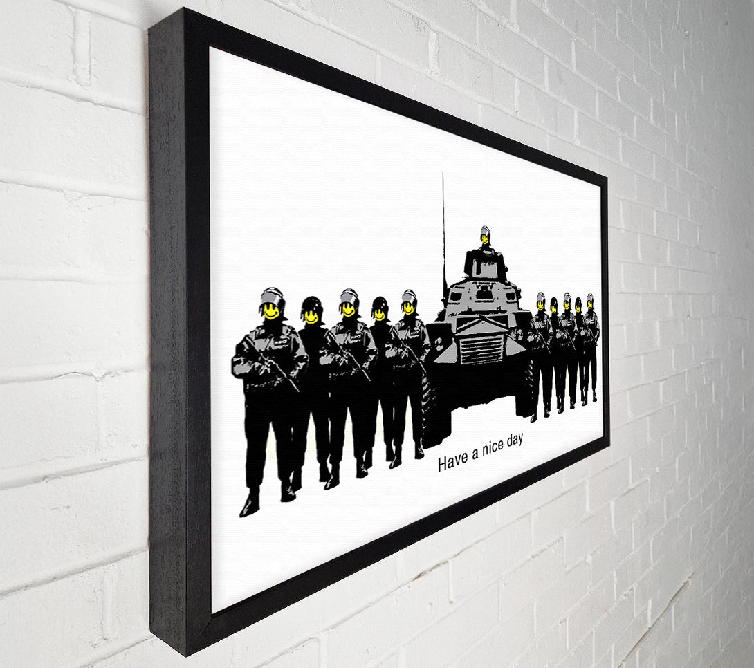 A Canvas Print of Banksy Have A Nice Day White Canvas Print