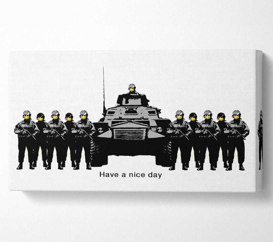 A Canvas Print of Banksy Have A Nice Day White Canvas Print