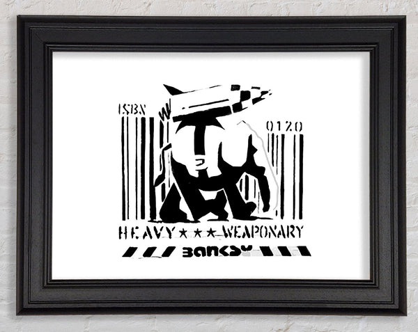 Banksy Heavy Weaponary White Framed Print