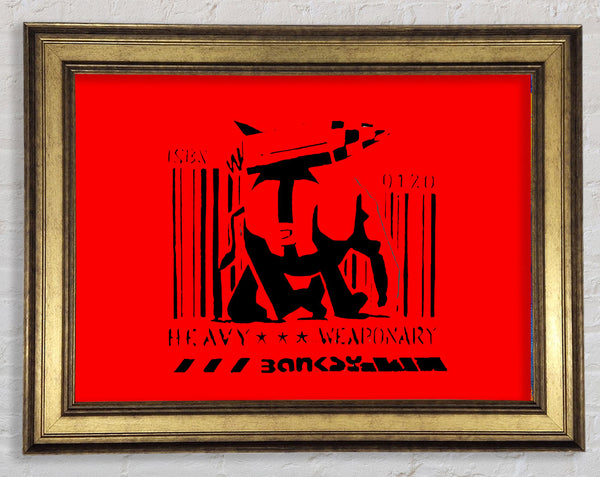 Banksy Heavy Weaponry Red Framed Print