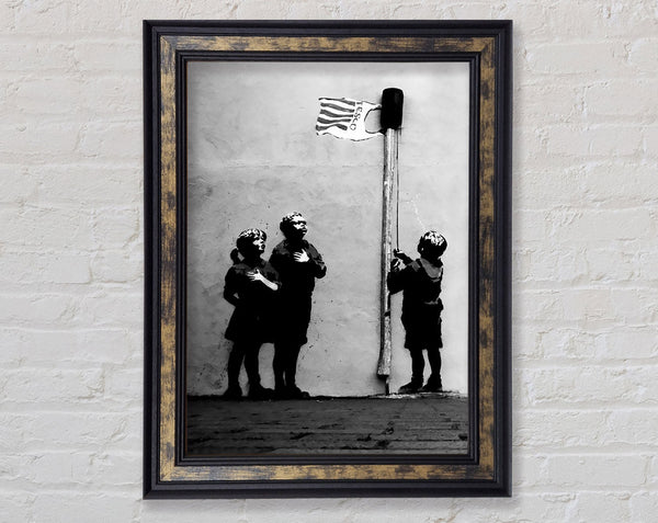 Homage To The Tesco Flag B n W Framed Print