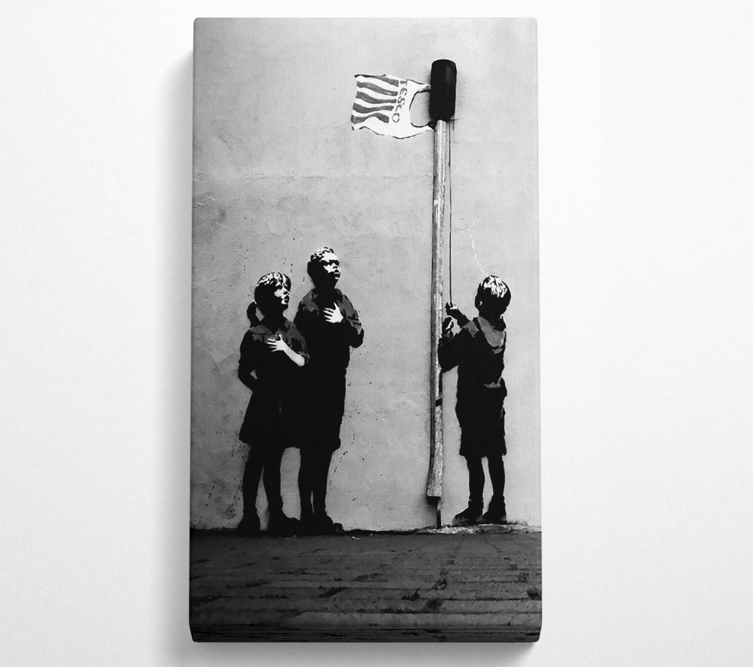  A Canvas Print of Banksy Homage To The Tesco Flag B N W Canvas Wall Art