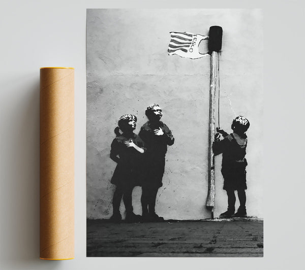 Banksy Homage To The Tesco Flag B N W Poster