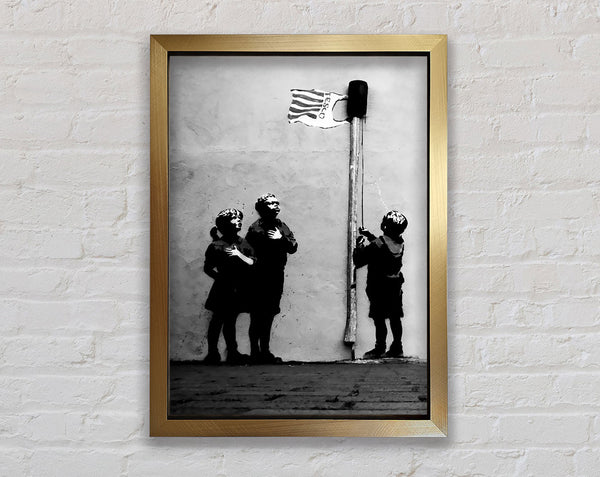 Banksy Homage To The Tesco Flag B n W Framed Print