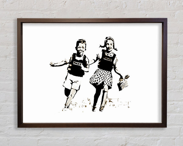 Banksy Jack And Jill White Framed Print