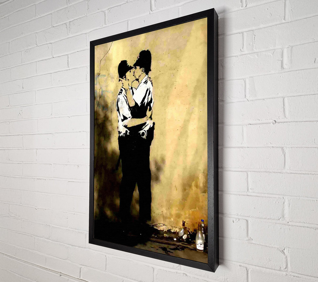  A Canvas Print of Banksy Kissing Coppers Portrait Canvas Wall Art
