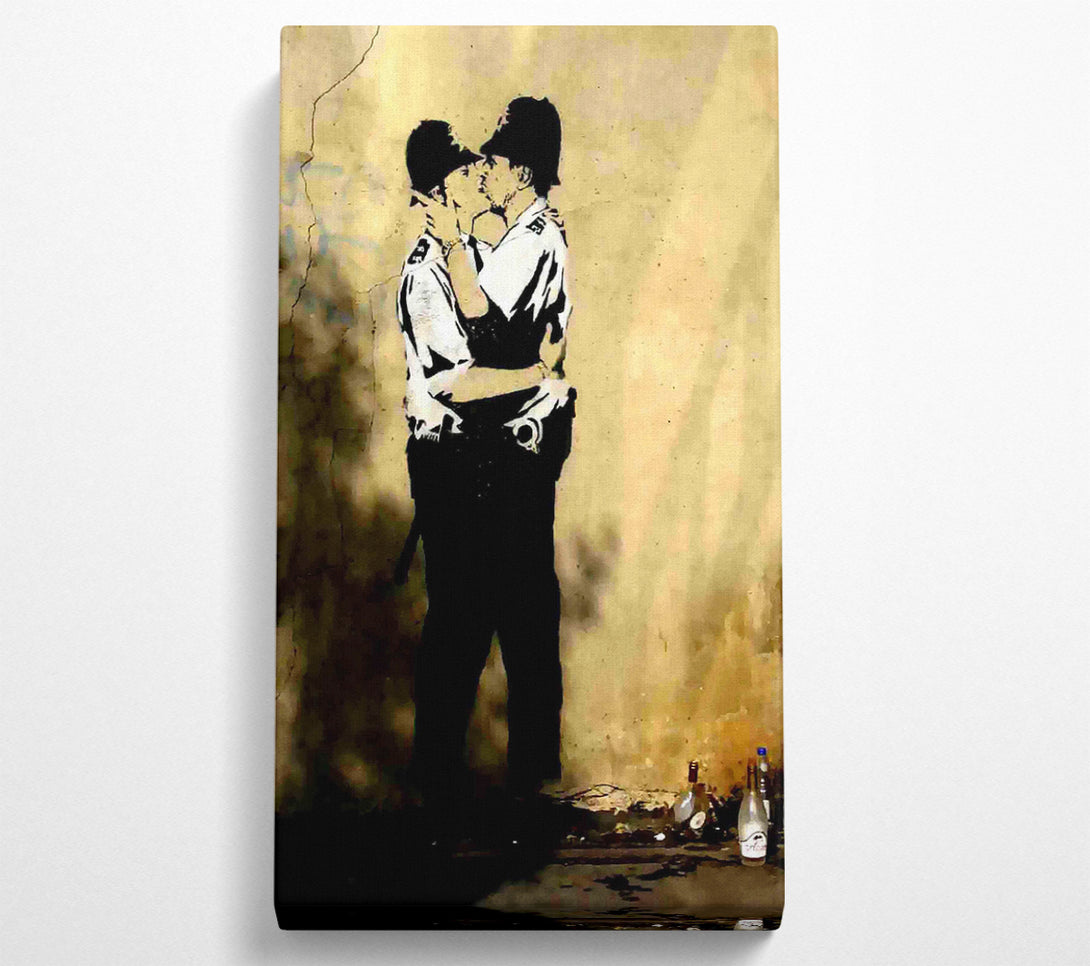  A Canvas Print of Banksy Kissing Coppers Portrait Canvas Wall Art