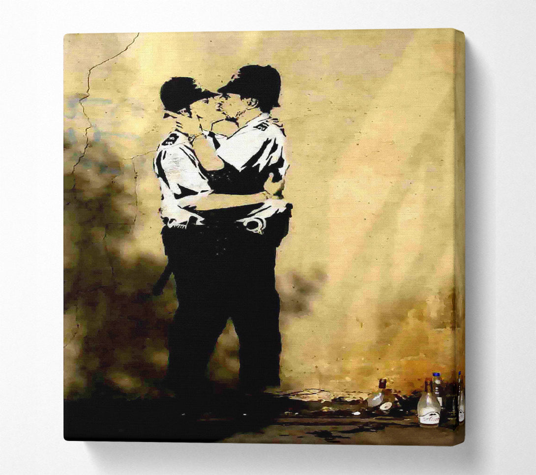  A Canvas Print of Banksy Kissing Coppers Portrait Canvas Wall Art