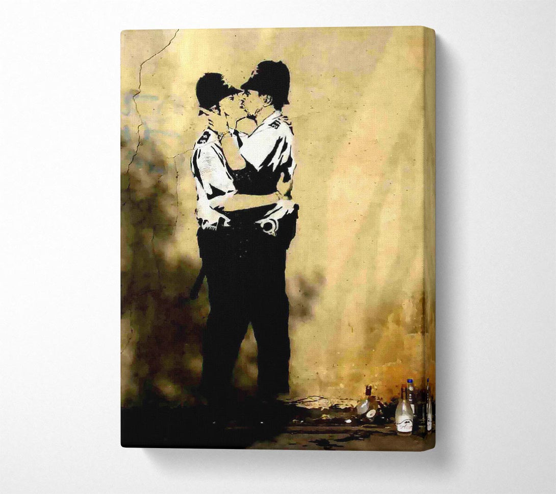  A Canvas Print of Banksy Kissing Coppers Portrait Canvas Wall Art