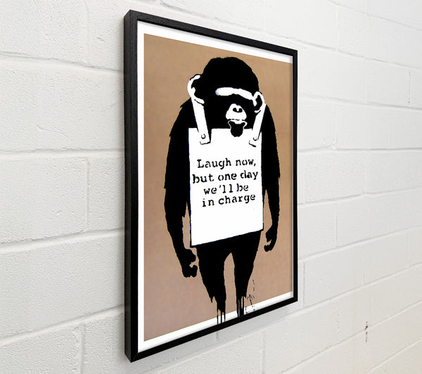 Banksy Laugh Now Monkey Beige