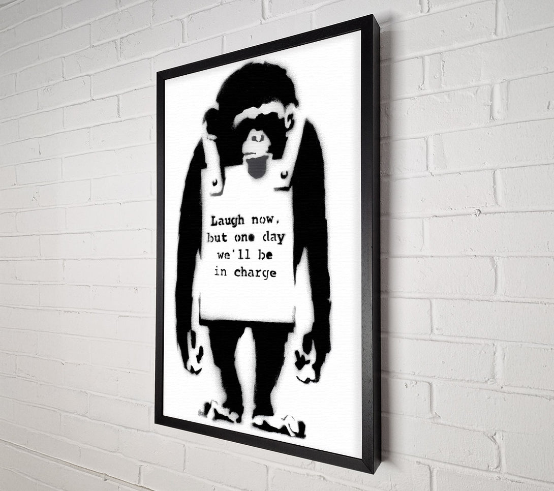 A Canvas Print of Banksy Laugh Now Monkey Canvas Wall Art