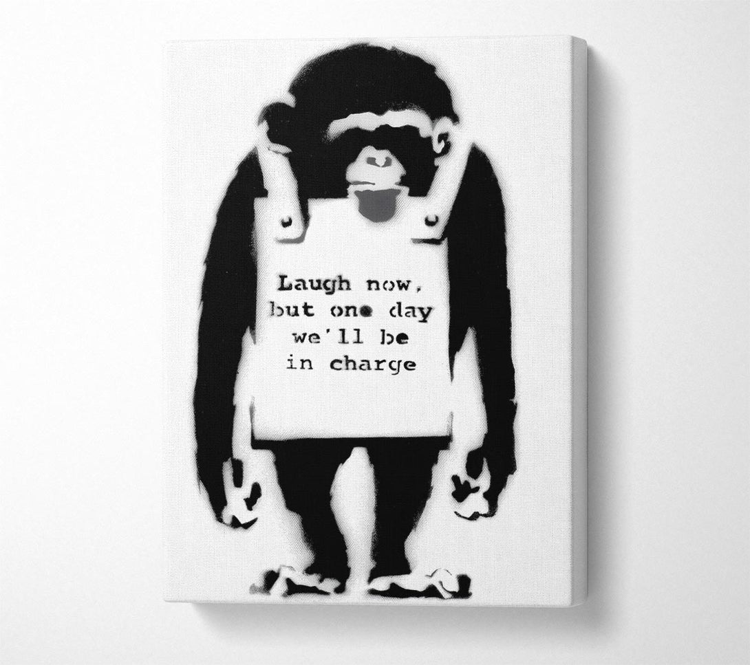 A Canvas Print of Banksy Laugh Now Monkey Canvas Wall Art