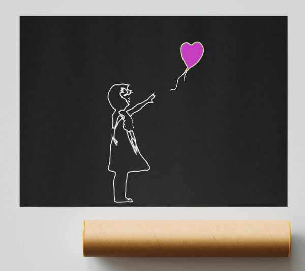 Banksy Love Balloon Black Pink Poster