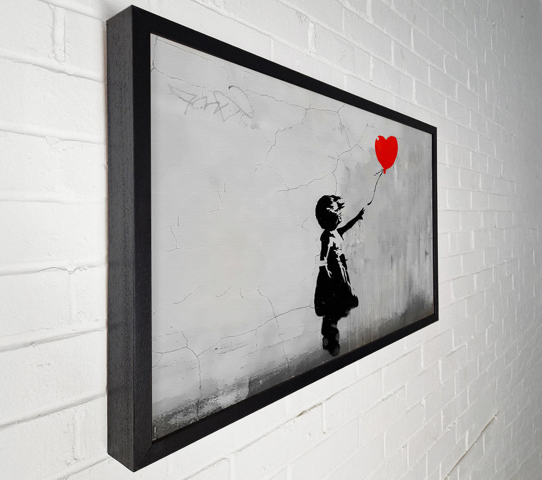  A Canvas Print of Banksy Love Heart Balloon Grey Canvas Print