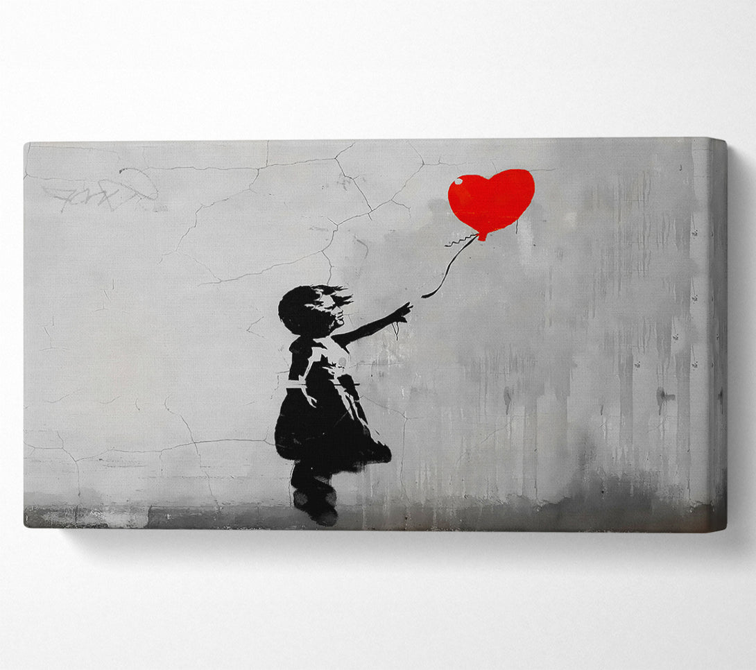  A Canvas Print of Banksy Love Heart Balloon Grey Canvas Print