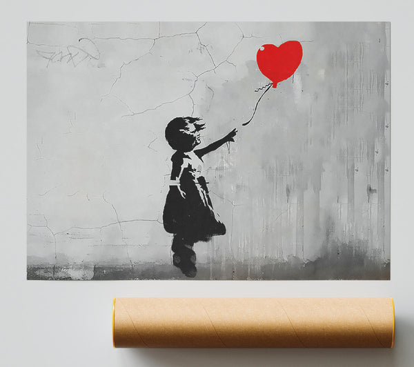 Banksy Love Heart Balloon Grey Print