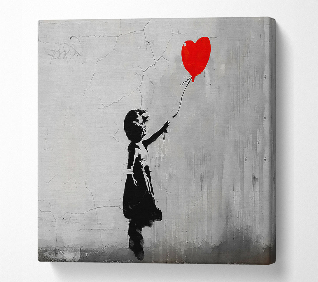  A Canvas Print of Banksy Love Heart Balloon Grey Canvas Print