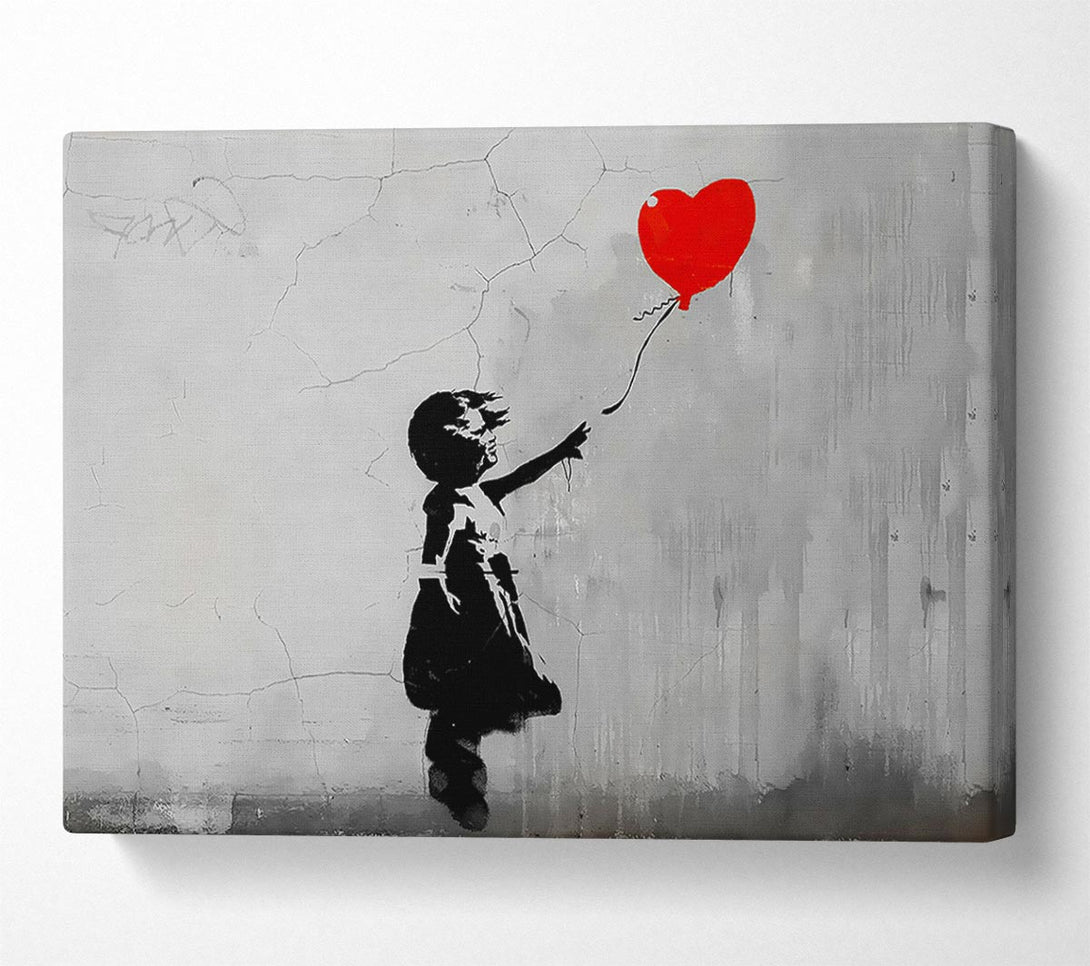  A Canvas Print of Banksy Love Heart Balloon Grey Canvas Print