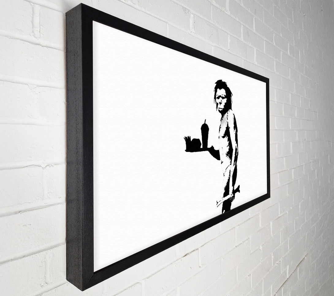  A Canvas Print of Banksy Mcdonalds Caveman White Canvas Art