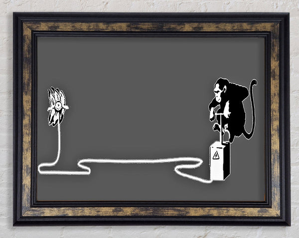 Monkey Banana Blaster Grey Framed Print