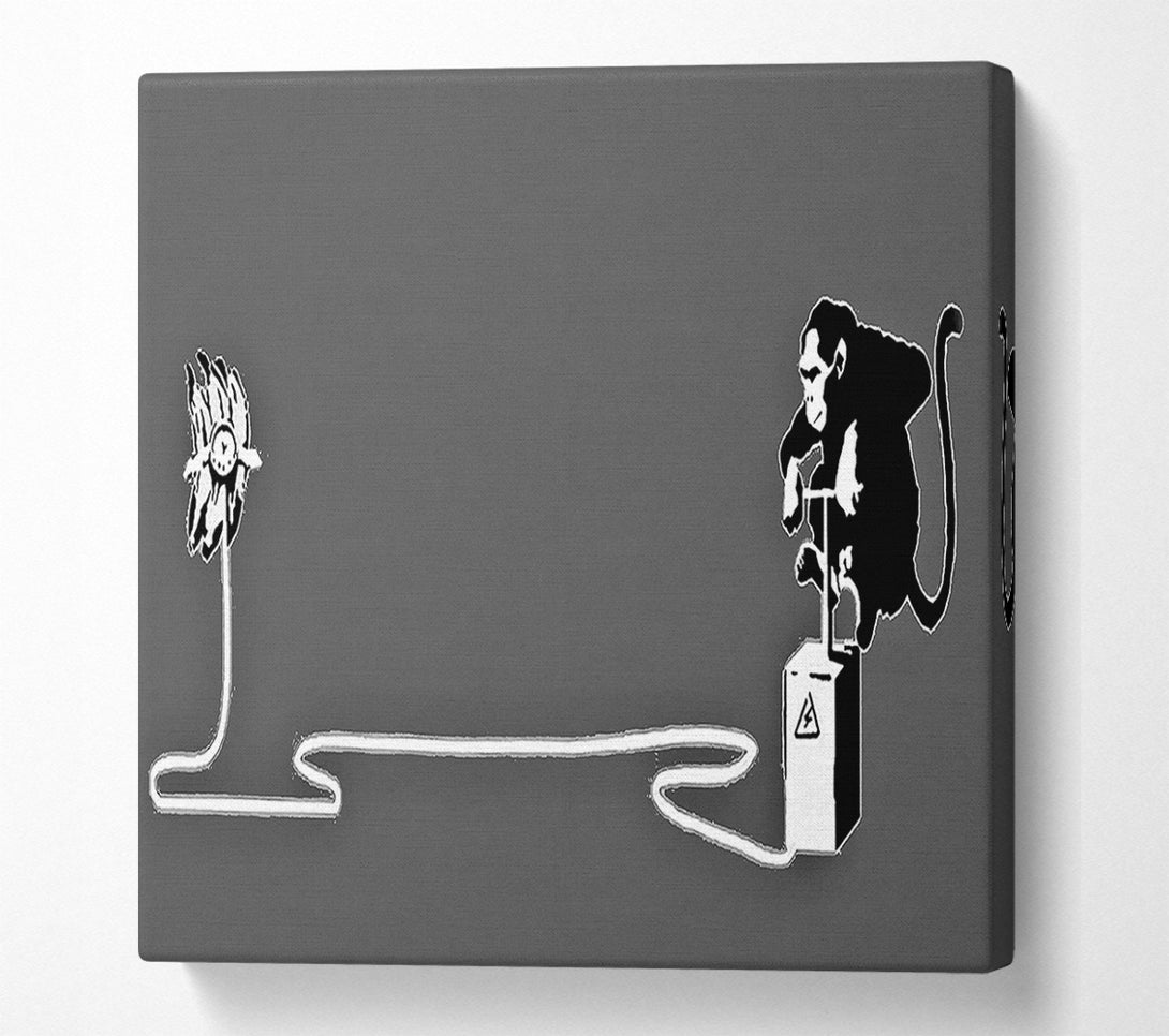  A Canvas Print of Banksy Monkey Banana Blaster Grey Canvas Art