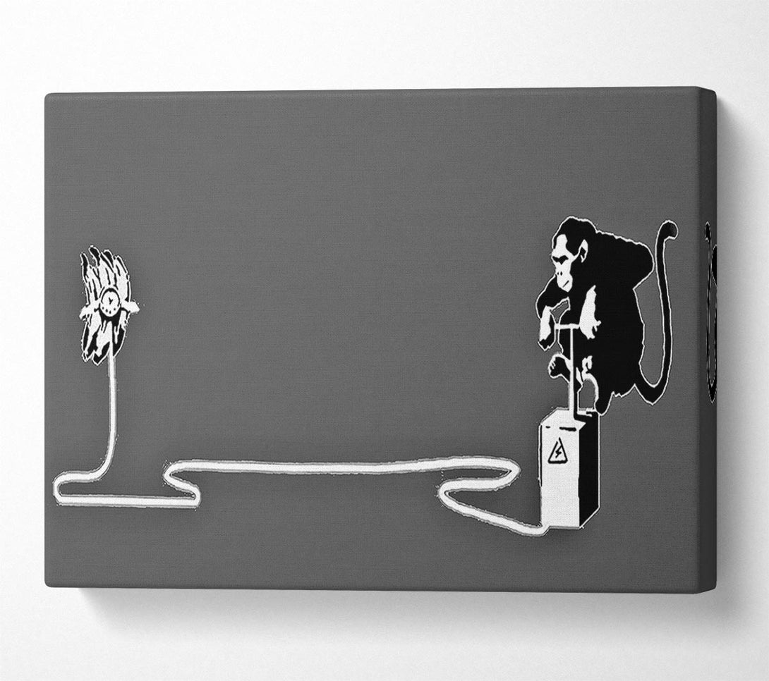  A Canvas Print of Banksy Monkey Banana Blaster Grey Canvas Art