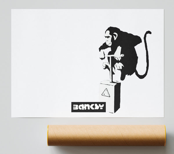 Banksy Monkey Detonator White Print