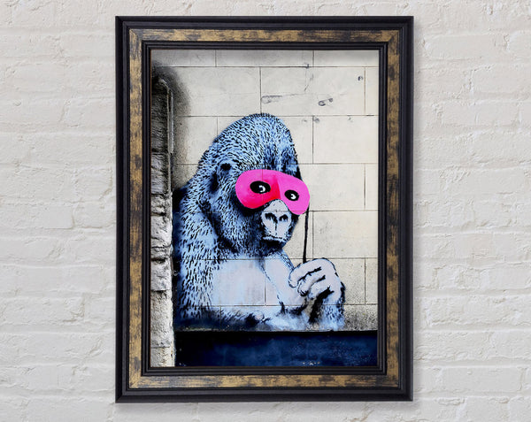 Pink Gorilla Mask Framed Print