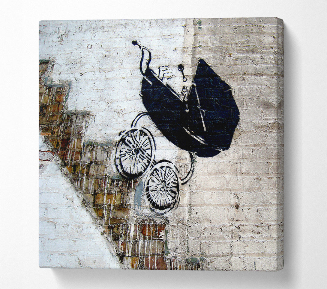  A Canvas Print of Banksy Pram Stairs Canvas Art