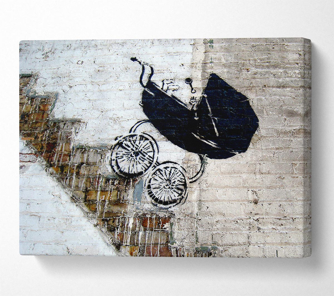  A Canvas Print of Banksy Pram Stairs Canvas Art