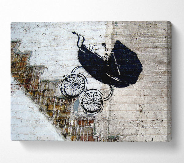  A Canvas Print of Banksy Pram Stairs Canvas Art