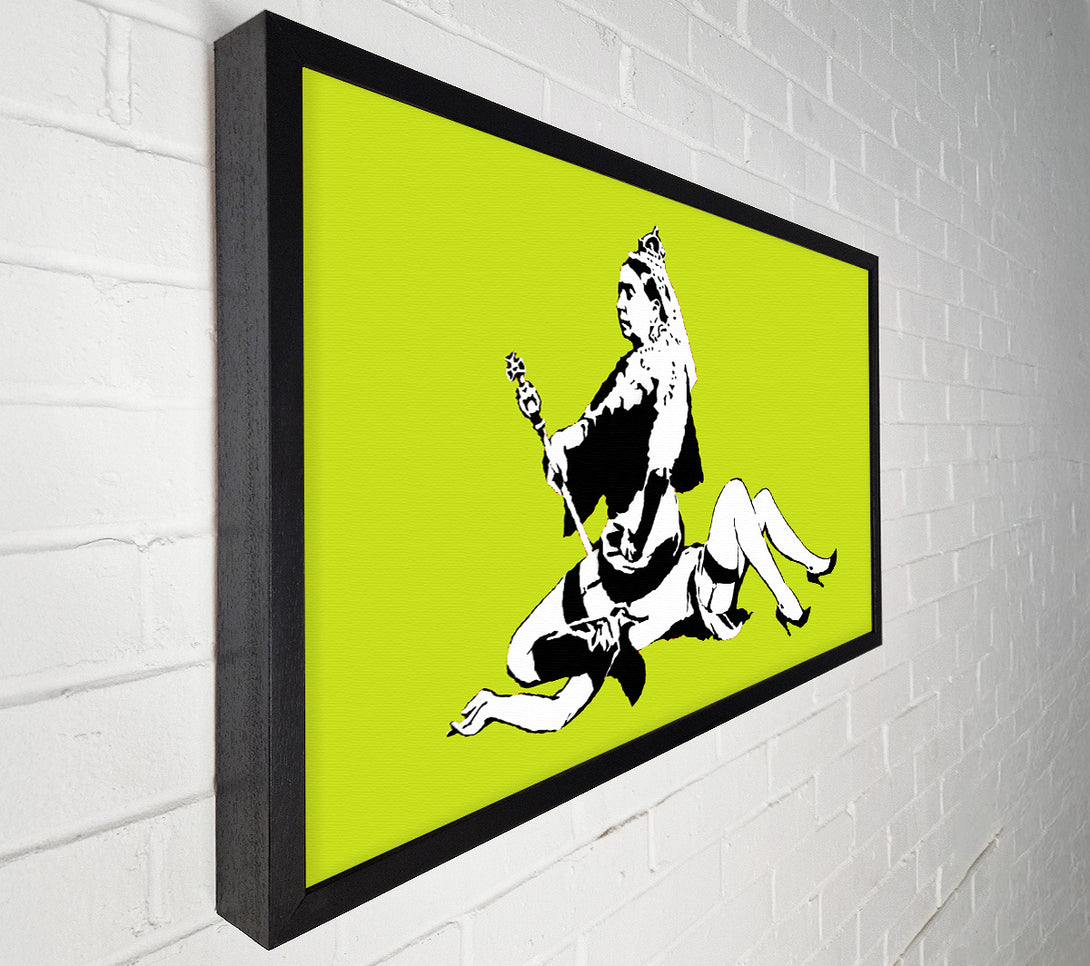  A Canvas Print of Banksy Queen Elizabeth Legs Lime Canvas Print