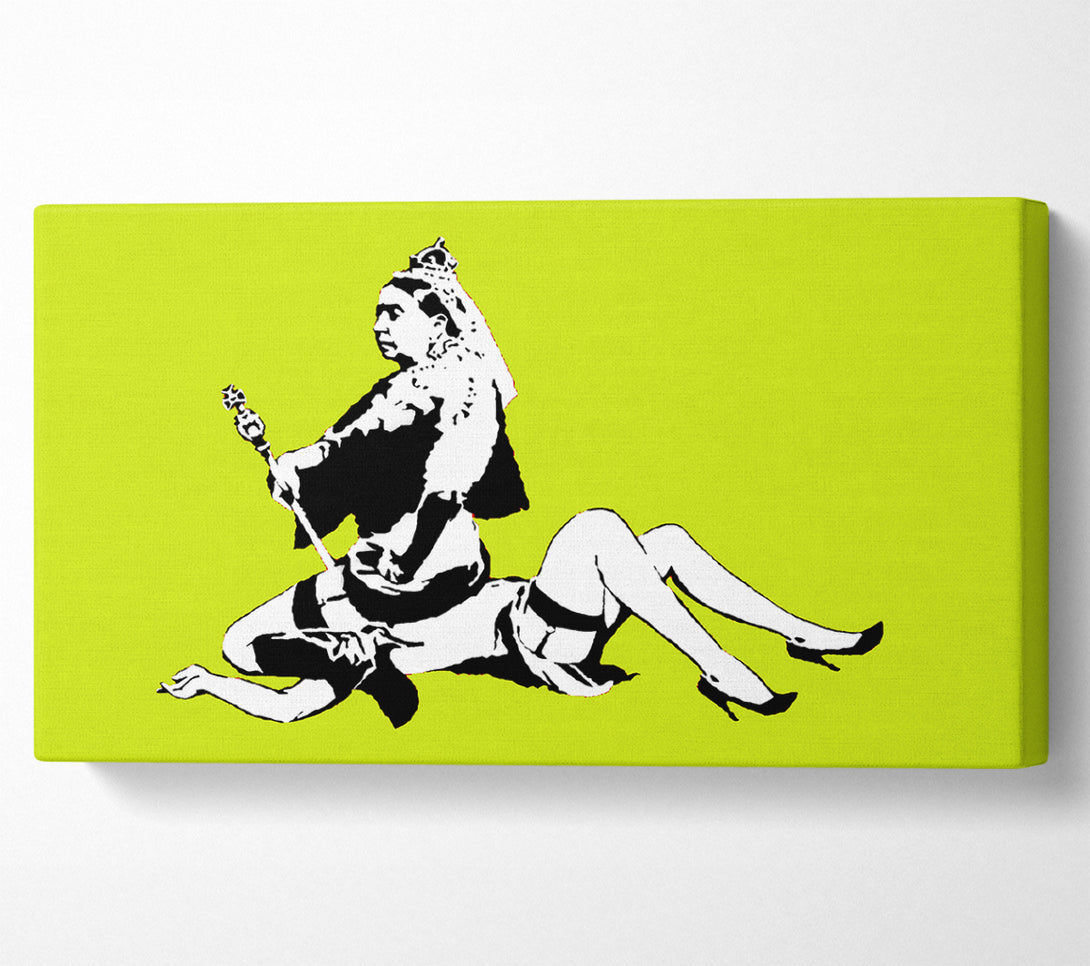  A Canvas Print of Banksy Queen Elizabeth Legs Lime Canvas Print