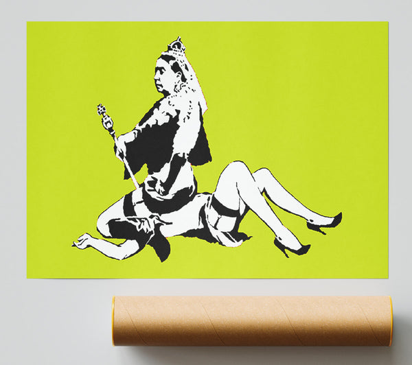 Banksy Queen Elizabeth Legs Lime Print