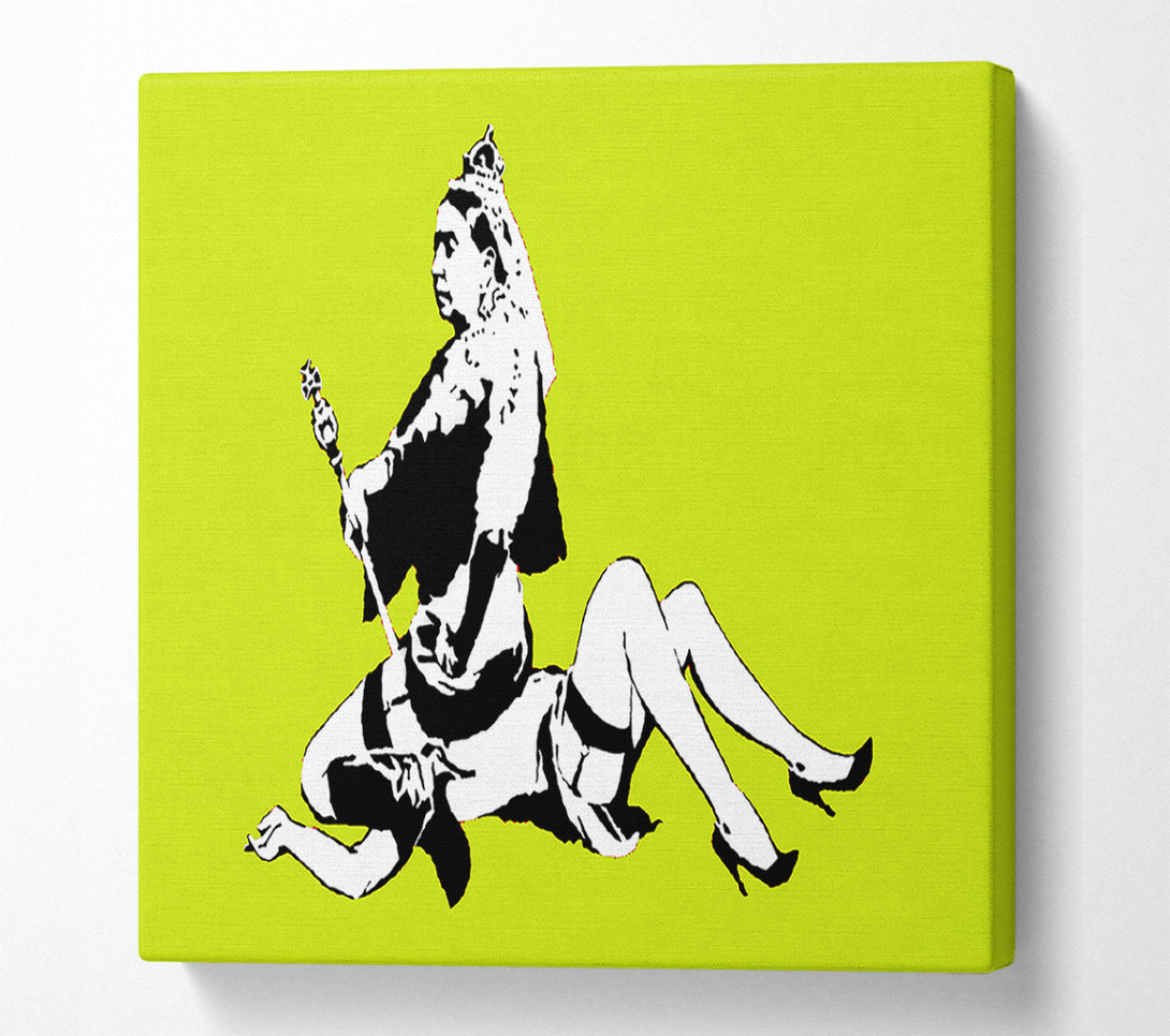  A Canvas Print of Banksy Queen Elizabeth Legs Lime Canvas Print
