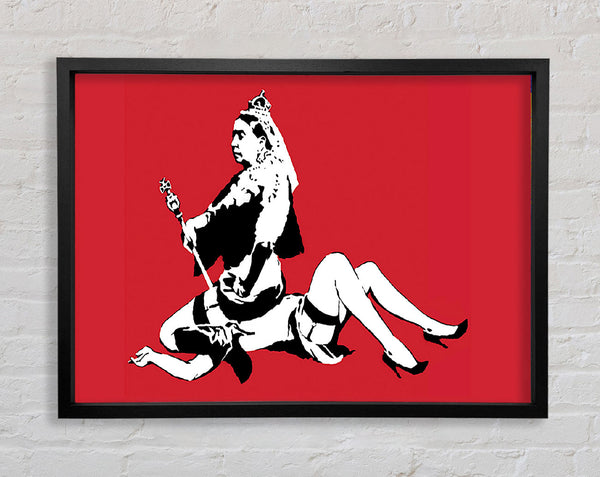 Banksy Queen Elizabeth Legs Red Framed Print