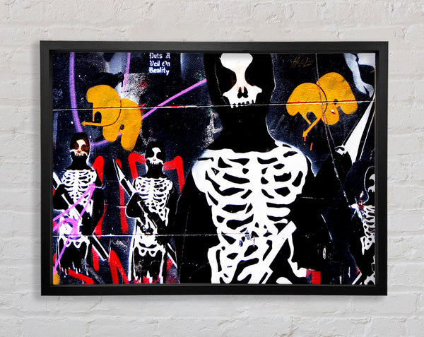 Banksy Skeleton Army Framed Print