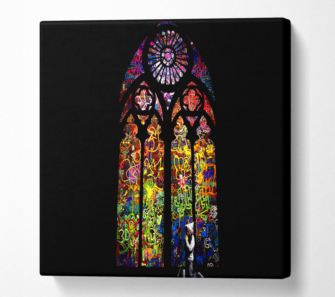  A Canvas Print of Banksy Stained Glass Canvas Art