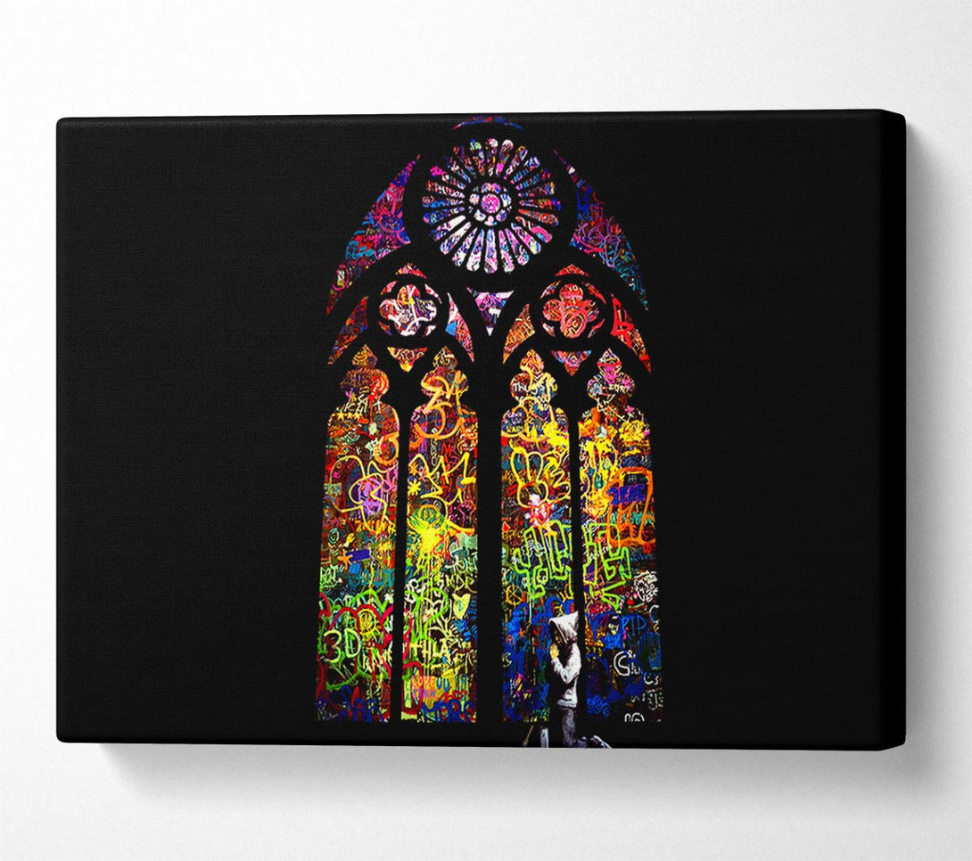  A Canvas Print of Banksy Stained Glass Canvas Art