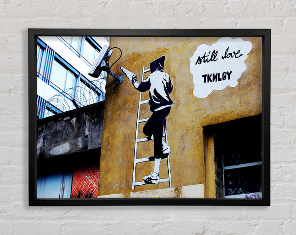 Banksy Still Love Tknlgy Framed Print