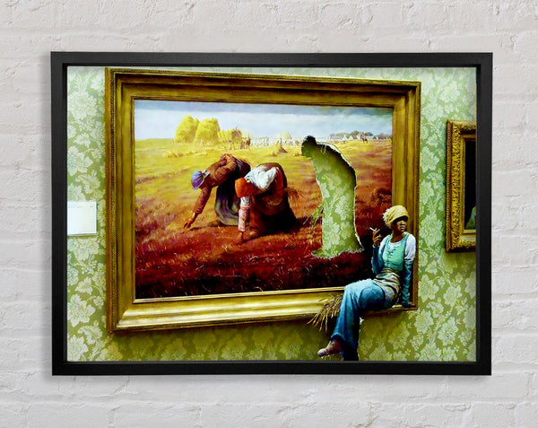 Banksy Taking A Break Framed Print