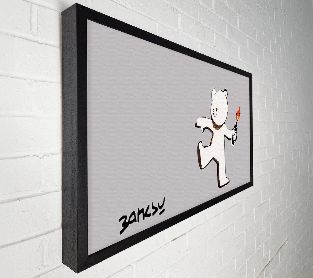  A Canvas Print of Banksy Teddybear Bomber Grey Canvas Wall Art