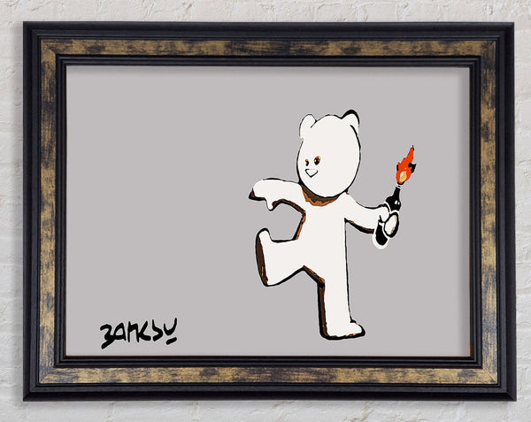 Teddybear Bomber Grey Framed Print