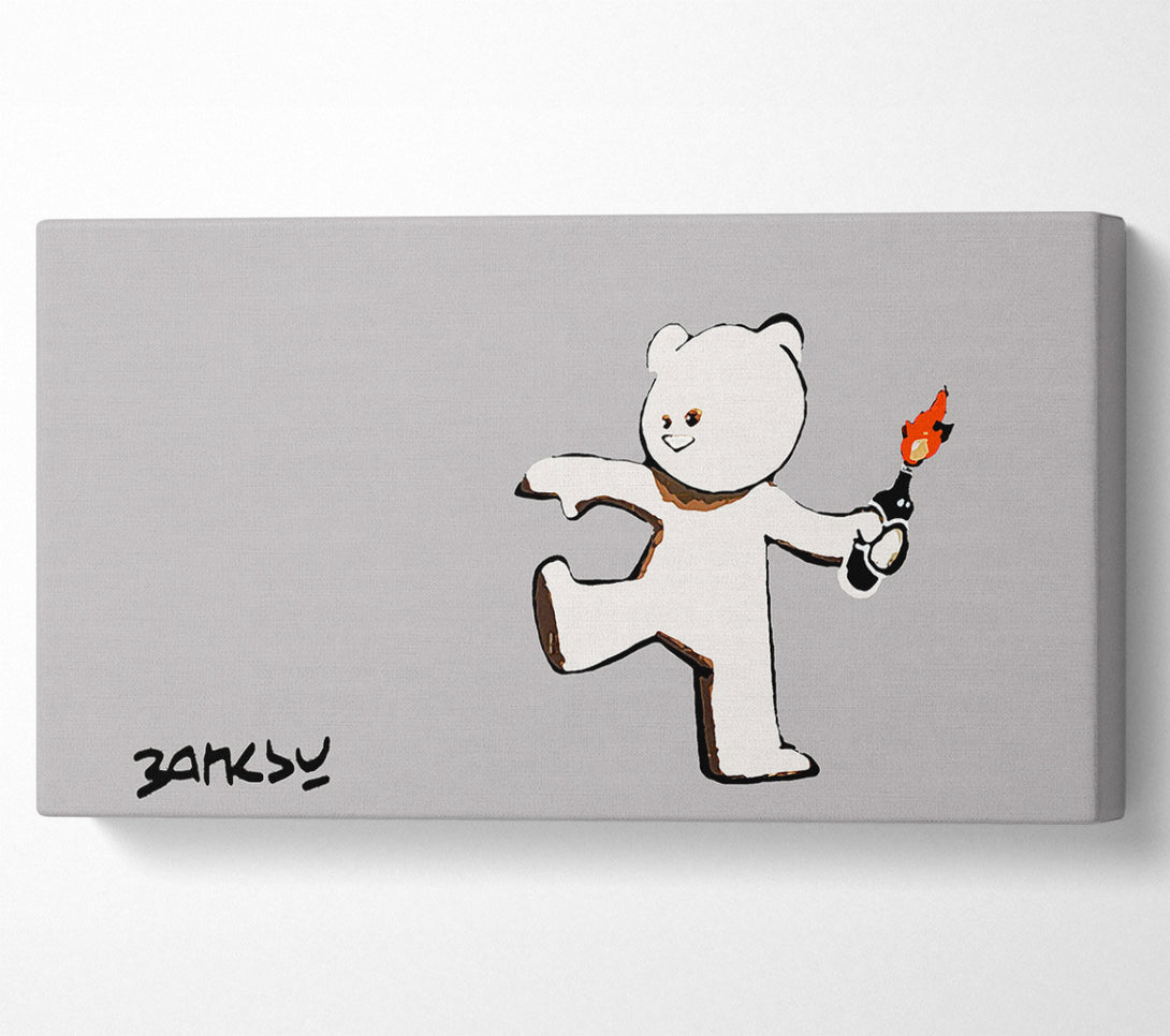  A Canvas Print of Banksy Teddybear Bomber Grey Canvas Wall Art