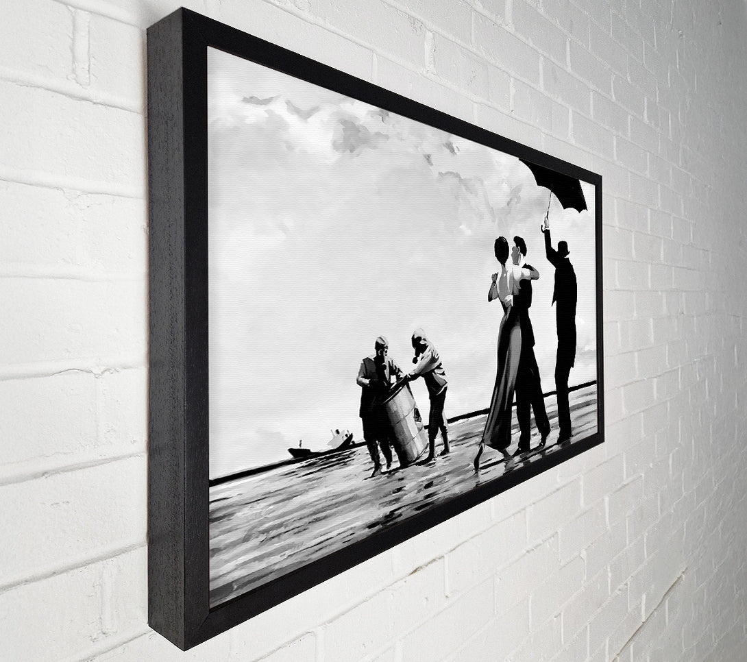  A Canvas Print of Banksy Toxic Waste Dance B N W Canvas Wall Art