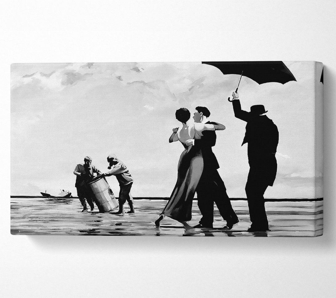 A Canvas Print of Banksy Toxic Waste Dance B N W Canvas Wall Art