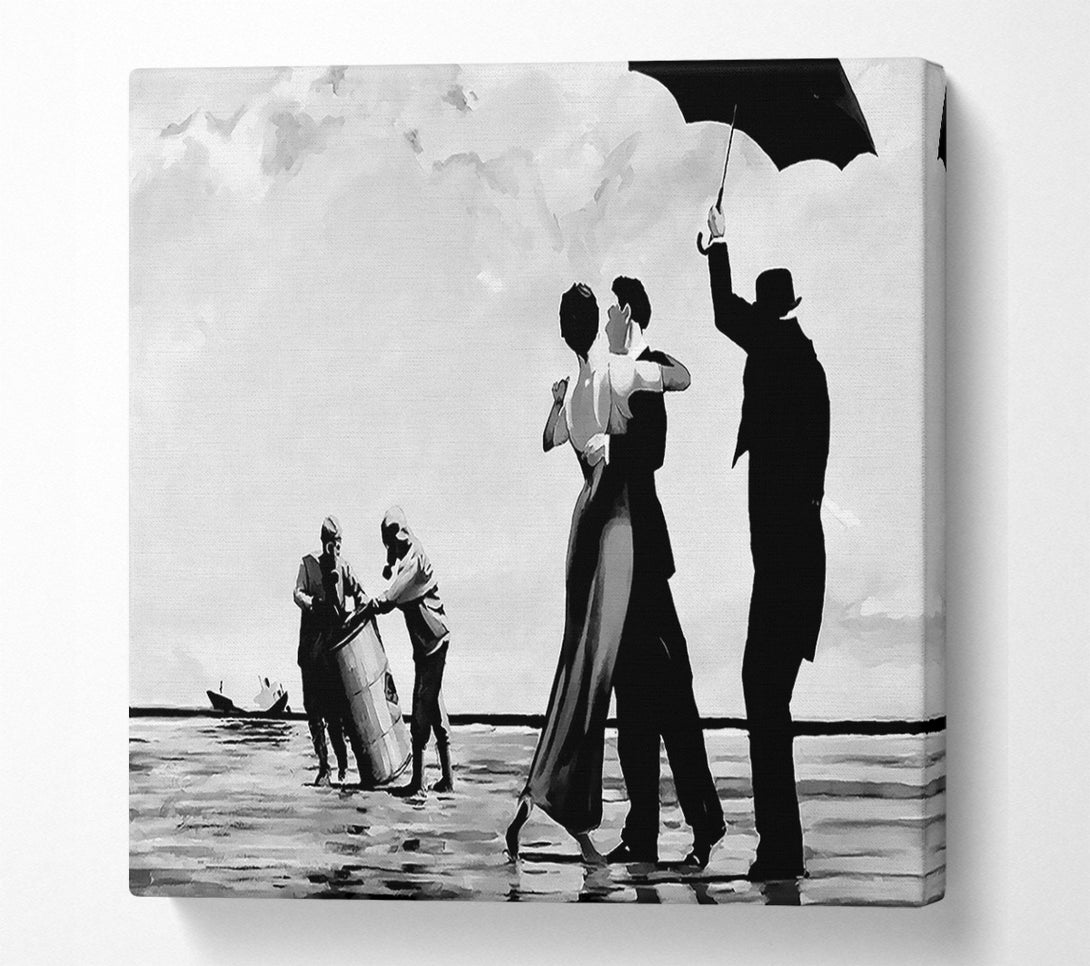  A Canvas Print of Banksy Toxic Waste Dance B N W Canvas Wall Art